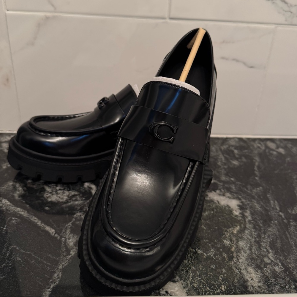 Coach Men’s Patent Leather Black Platform Loafers